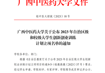 beat365中文官方网站关于公布2023年自治区级和校级大学生创新创业训练计划立项名单